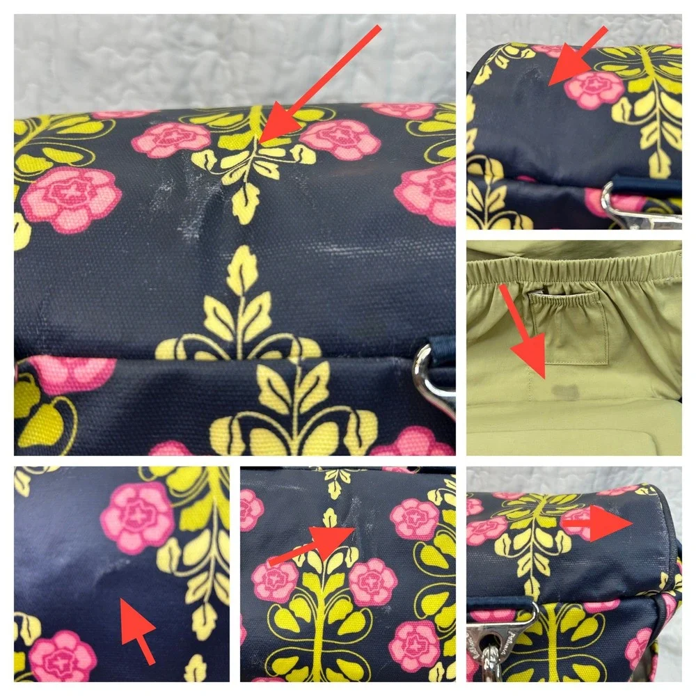 Petunia Pickle Bottom Seville Backpack Diaper Bag Navy Pink Floral Glazed Canvas